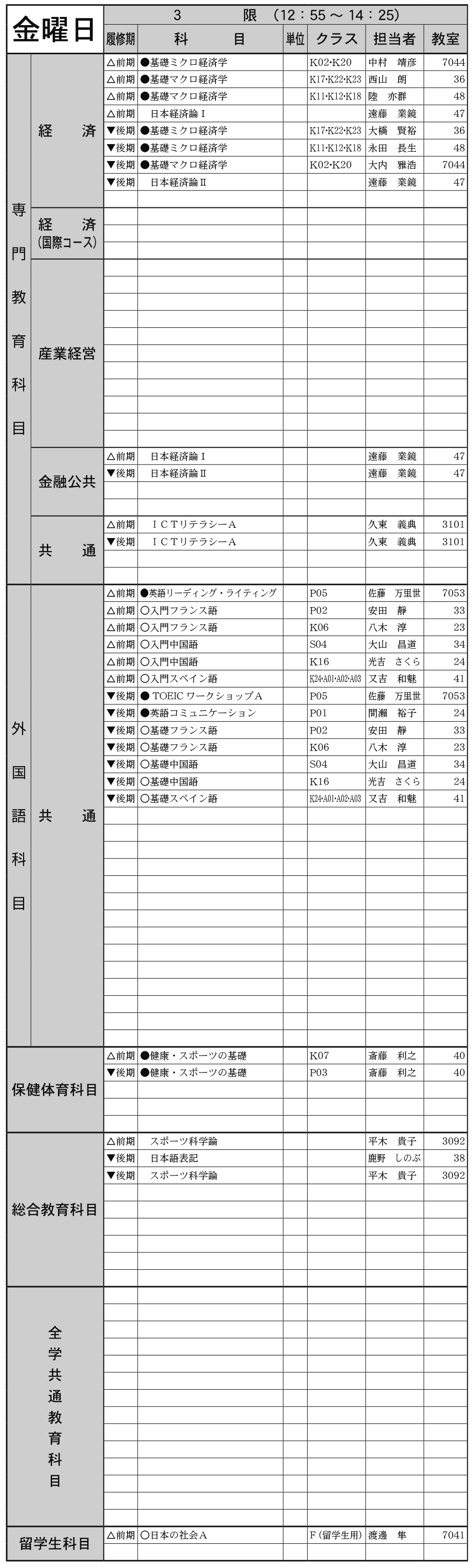 １年生金曜日３限の画像