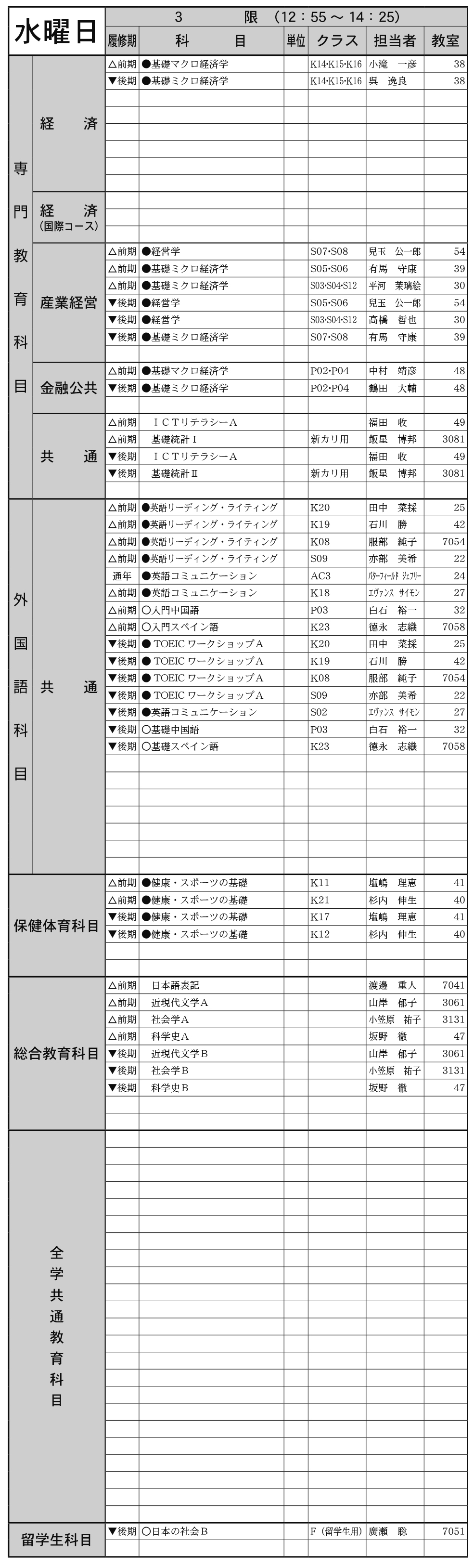 １年生水曜日３限の画像