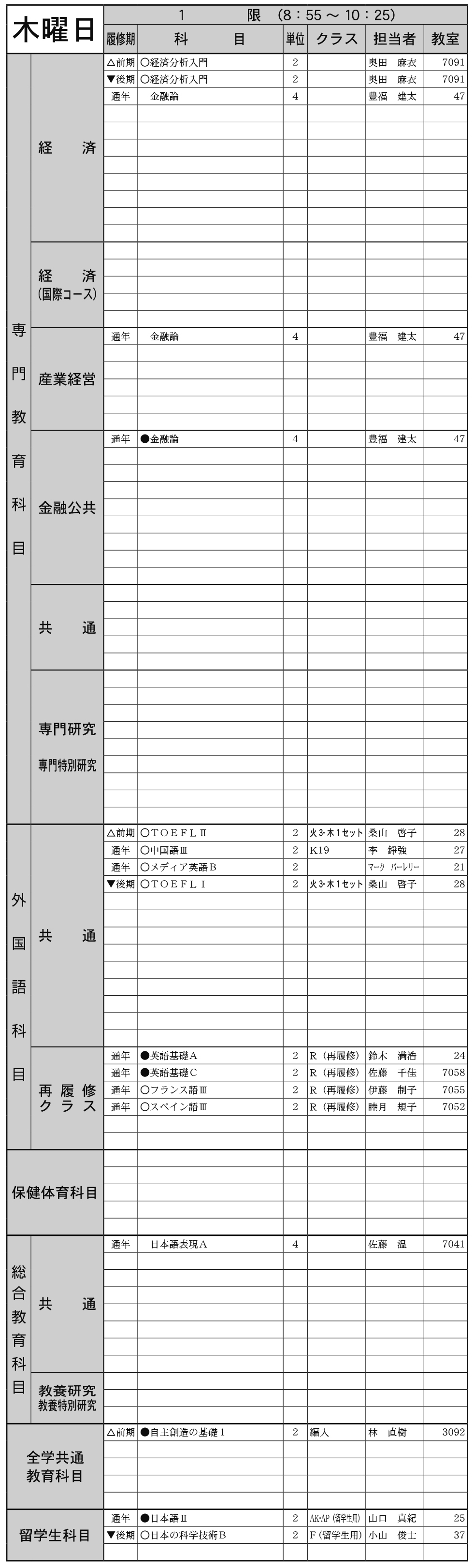 ２年生木曜日１限の画像