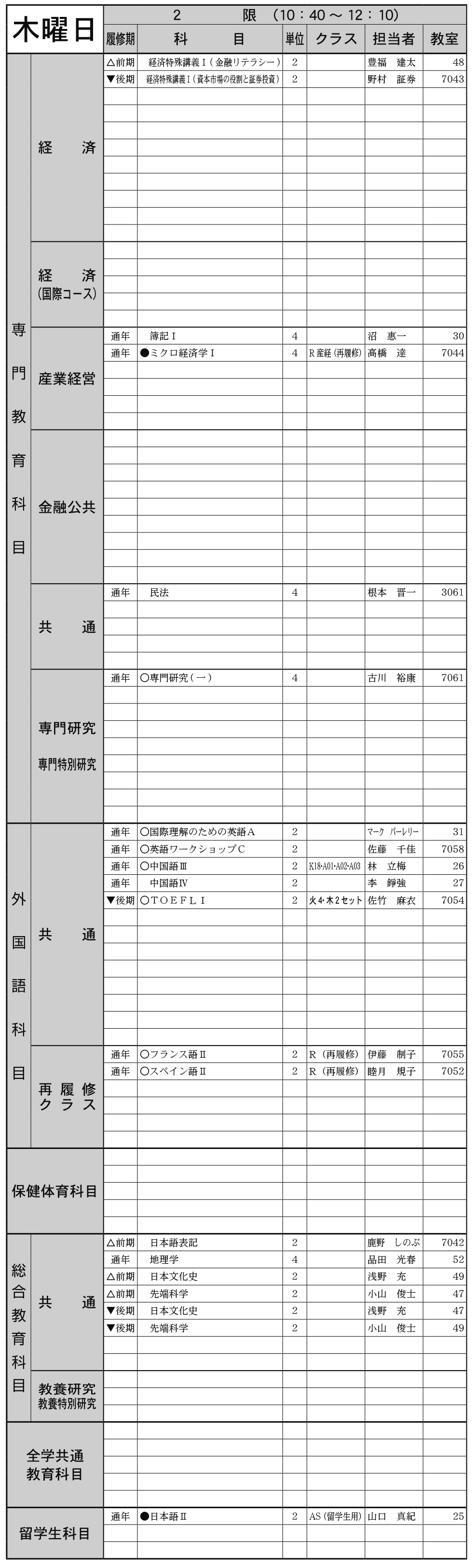 ２年生木曜日２限の画像