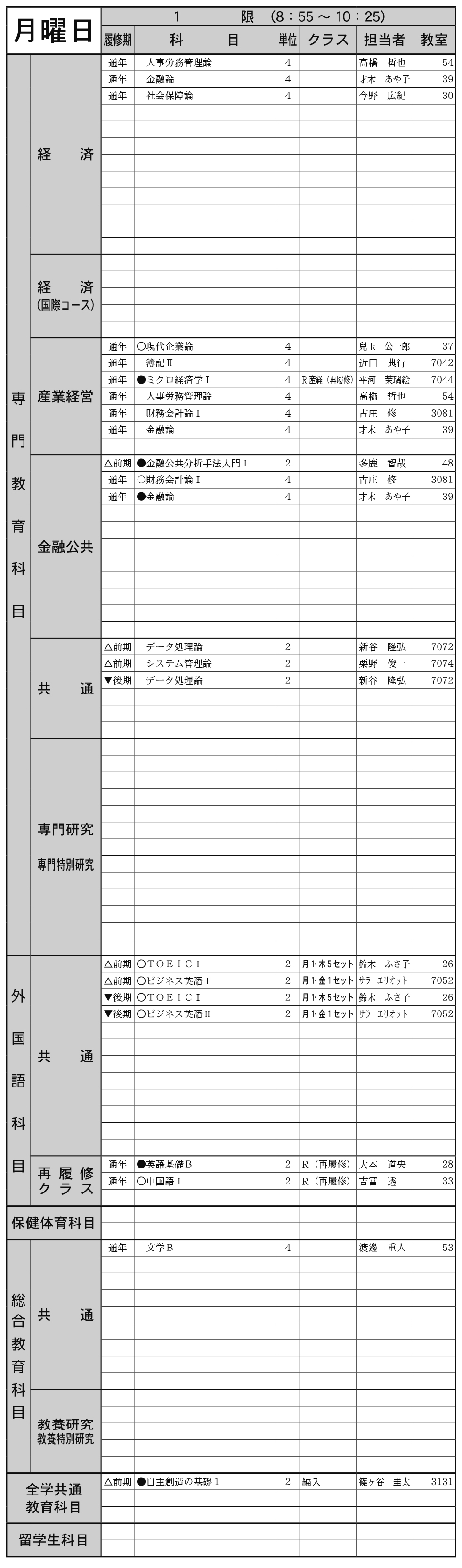 ４年生月曜日１限の画像