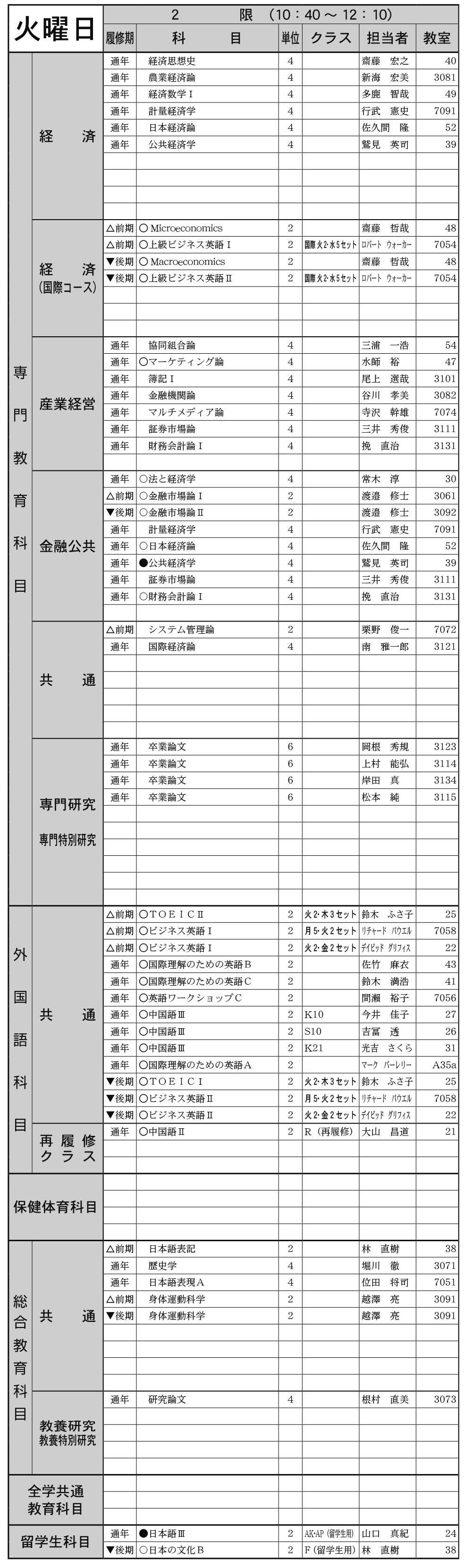 ４年生火曜日２限の画像