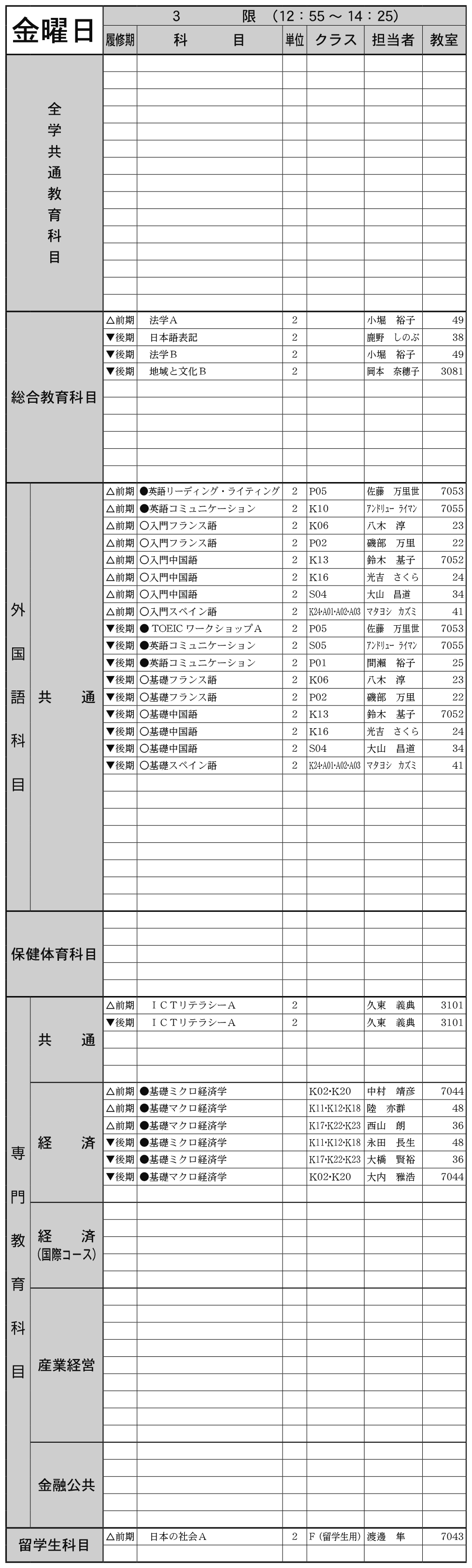１年生金曜日３限の画像