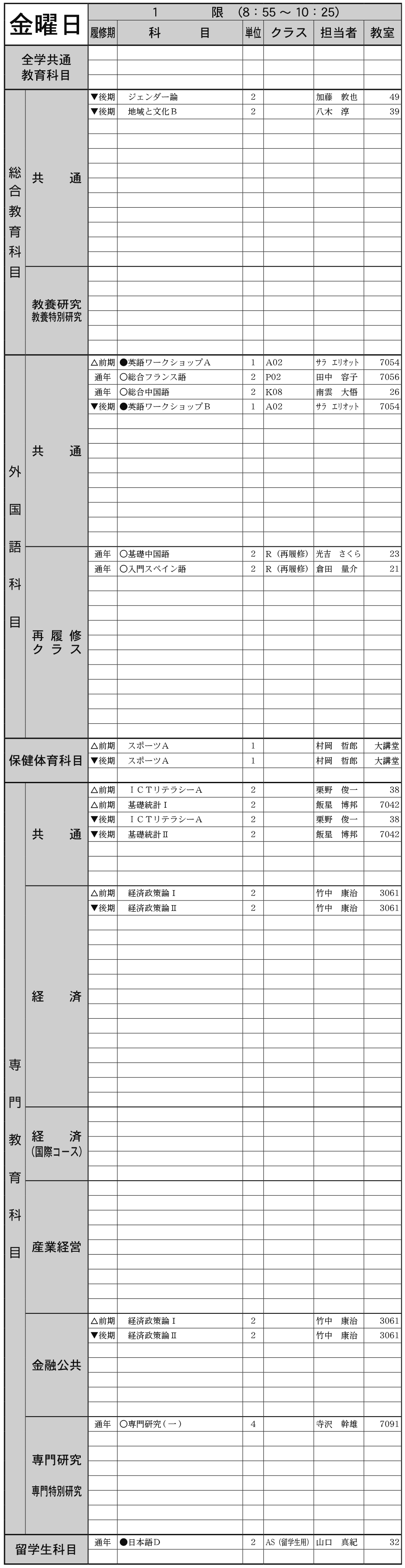 ２年生金曜日１限の画像
