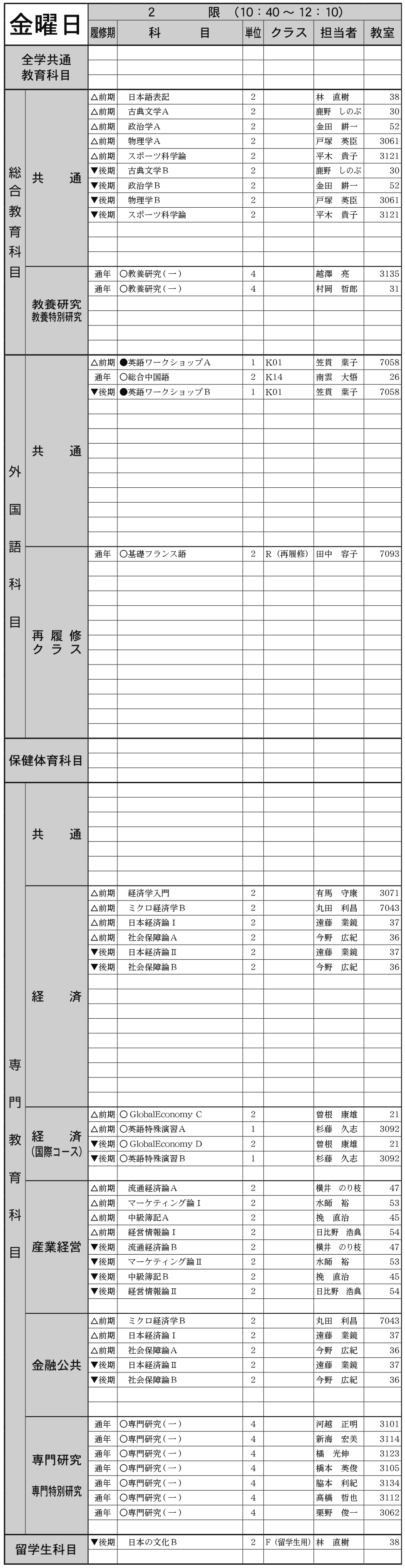 ２年生金曜日２限の画像