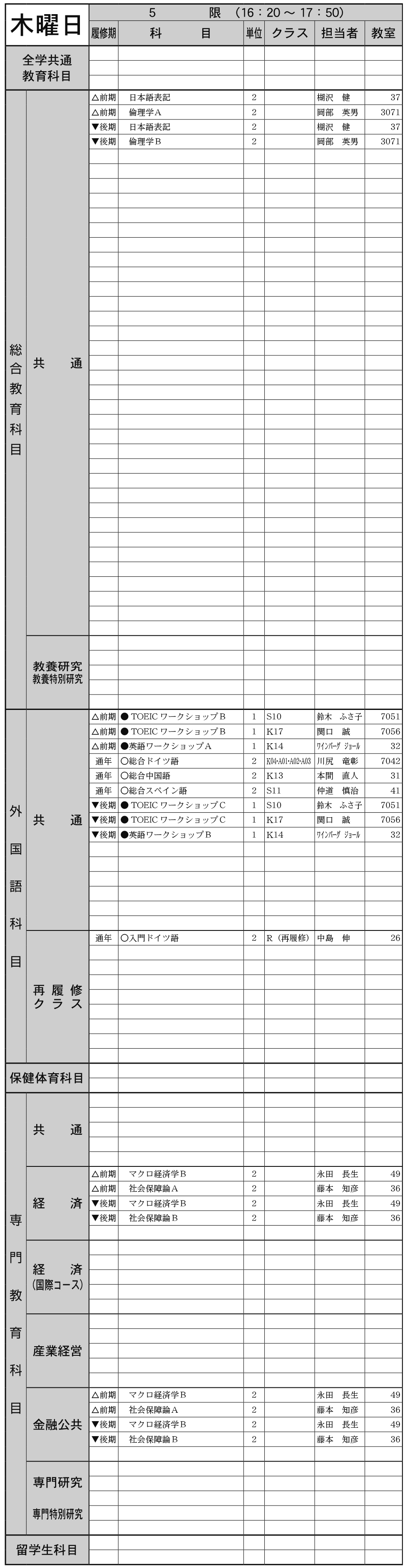 ２年生木曜日５限の画像