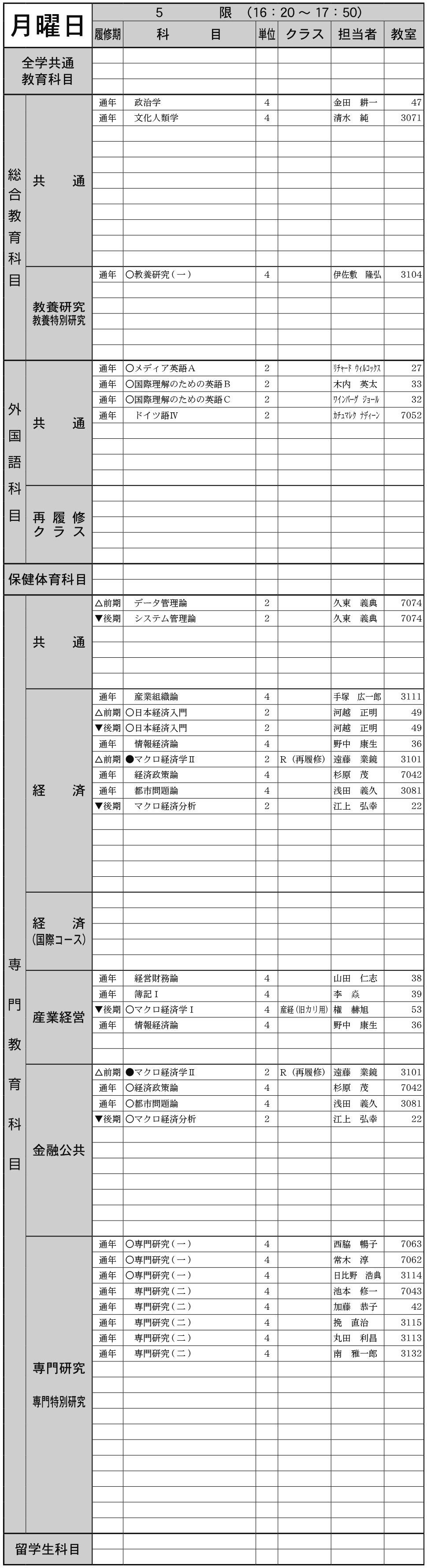 ３年生月曜日５限の画像