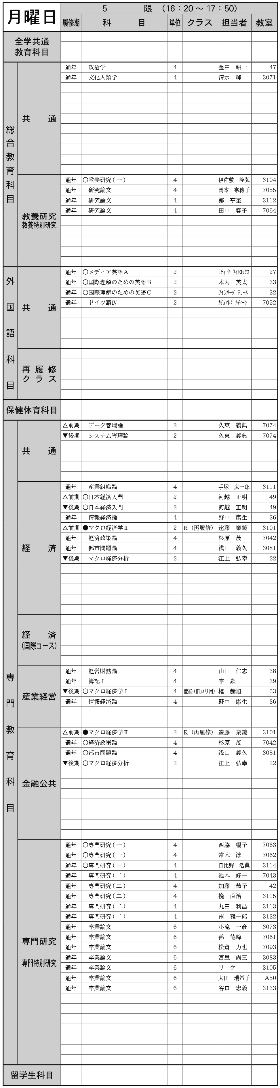 ４年生月曜日５限の画像