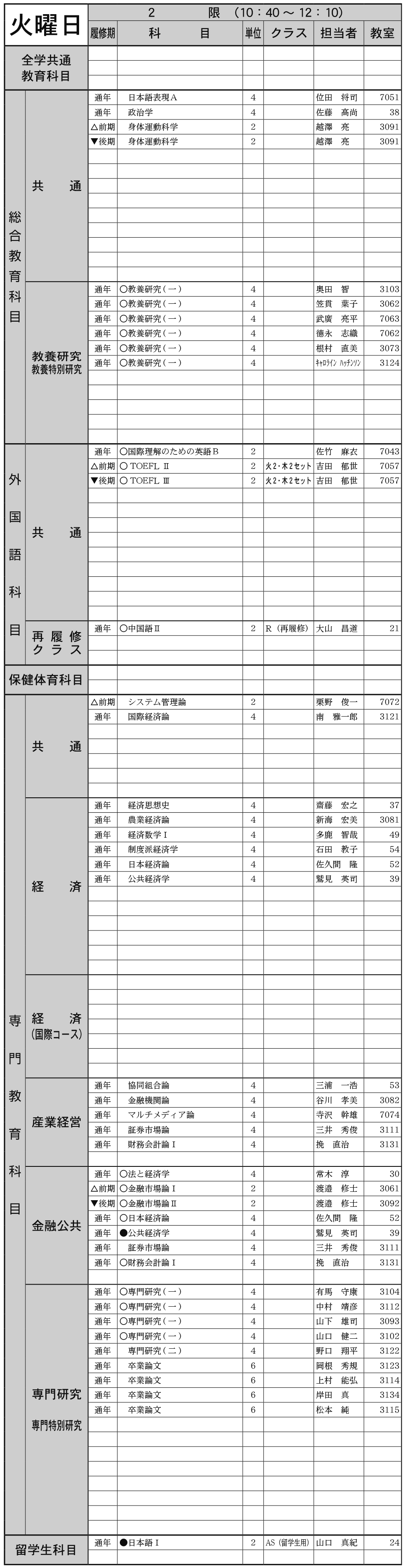４年生火曜日２限の画像
