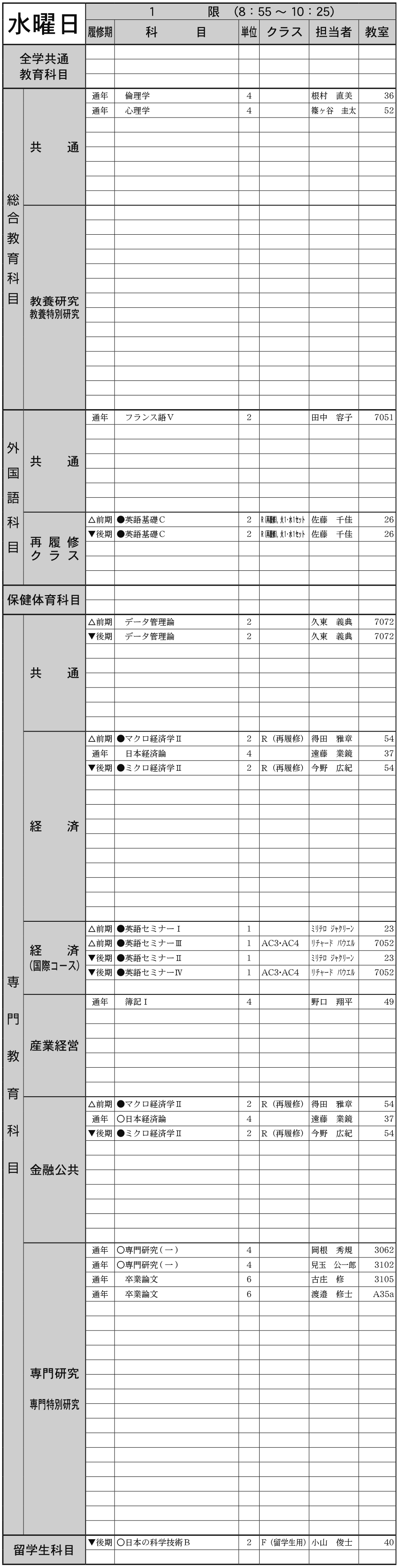 ４年生水曜日１限の画像