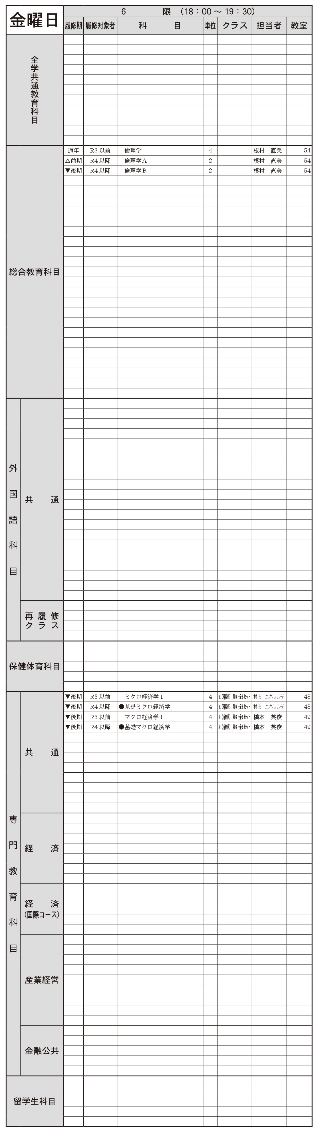 １年生金曜日６限の画像